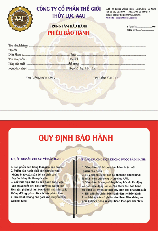 Phiếu bảo hành http://thegioithuyluc.com.vn