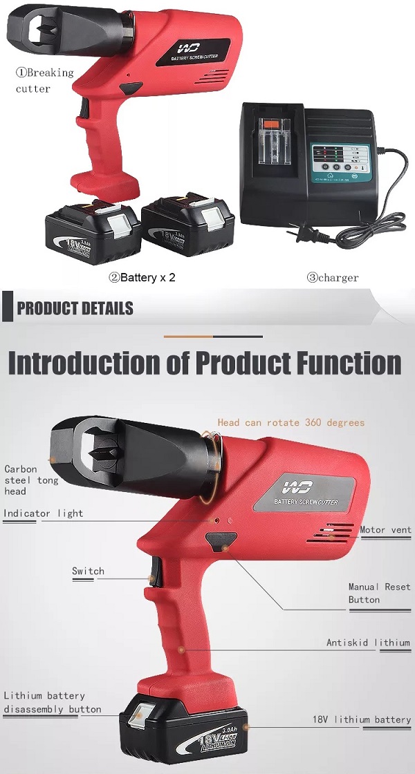 Máy cắt đai ôc thủy lực  chạy pin M10-M24