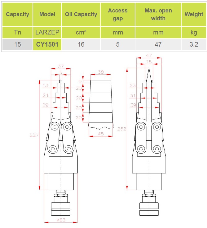 ts ky thuật Đầu tách mặt bích 15 tấn